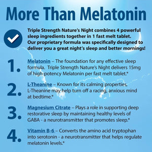 Nature'S Night Triple Strength Quick Dissolve Melatonin 15Mg with Supportive Blend | Natural Orange Flavor | 90 Count | Sugar Free, Vegan, Non - Gmo, Drug Free - Suppviv