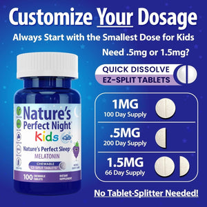 Nature'S Perfect Night Kids - Natural Grape Flavor | 100 Chewable Tablets - Suppviv