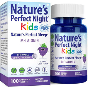 Nature'S Perfect Night Kids - Natural Grape Flavor | 100 Chewable Tablets - Suppviv