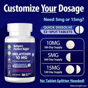 Nature'S Perfect Night - Melatonin 10Mg | 180 Quick Dissolve Tablets - Suppviv