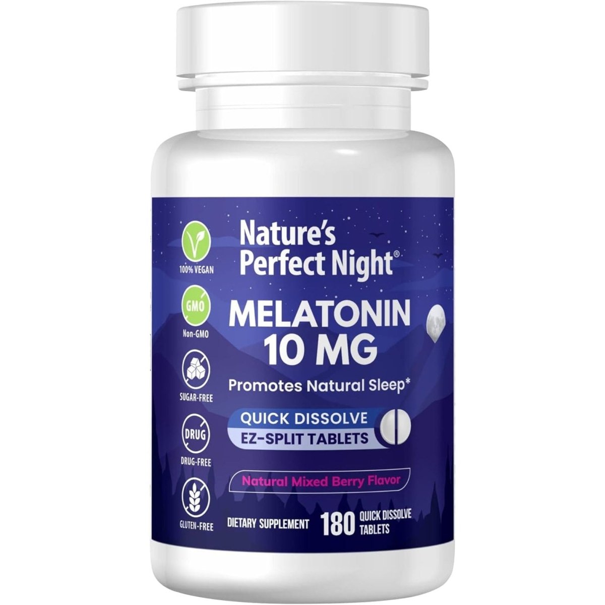 Nature'S Perfect Night - Melatonin 10Mg | 180 Quick Dissolve Tablets - Suppviv