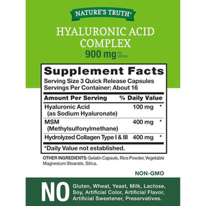 Nature'S Truth Hyaluronic Acid with Collagen & MSM | 900Mg | 50 Capsules | Non - Gmo & Gluten Free Supplement - Suppviv