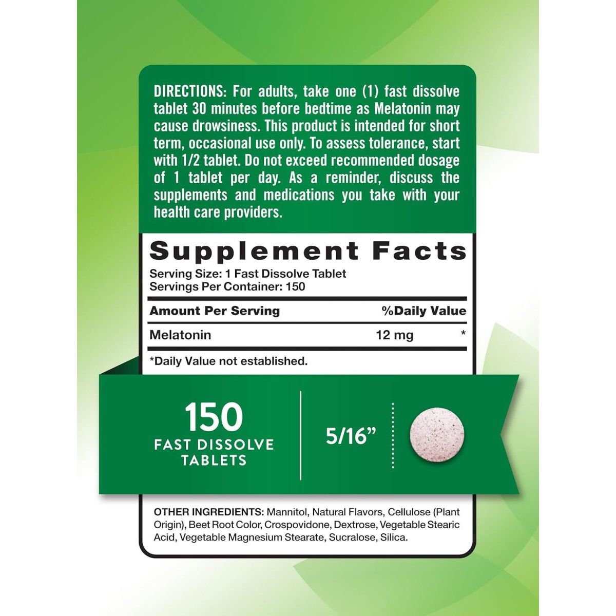 Nature'S Truth Melatonin 12 Mg - Natural Berry Flavor | 150 Tablets - Suppviv