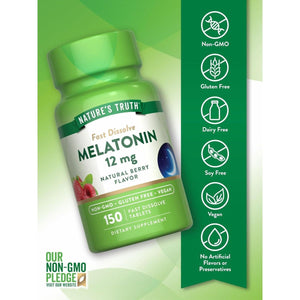 Nature'S Truth Melatonin 12 Mg - Natural Berry Flavor | 150 Tablets - Suppviv