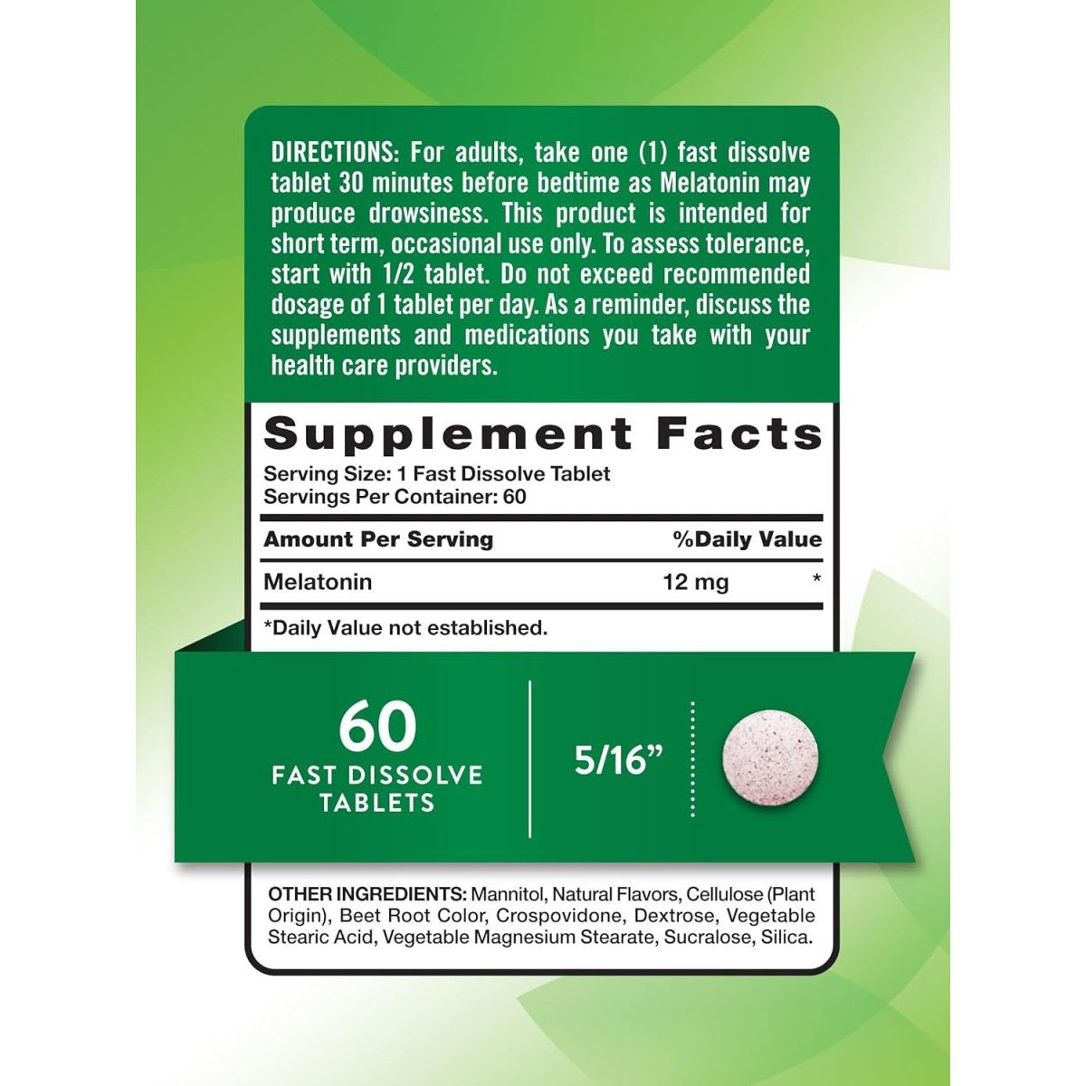 Nature'S Truth Melatonin 12Mg | 60 Tablets - Natural Berry Flavor - Suppviv