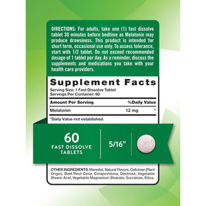 Nature'S Truth Melatonin 12Mg | 60 Tablets - Natural Berry Flavor - Suppviv