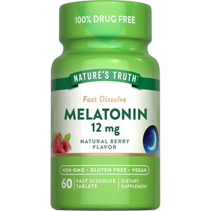 Nature'S Truth Melatonin 12Mg | 60 Tablets - Natural Berry Flavor - Suppviv