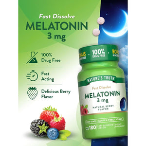 Nature'S Truth Melatonin 3Mg Fast Dissolve Tablets - 180 Count - Suppviv