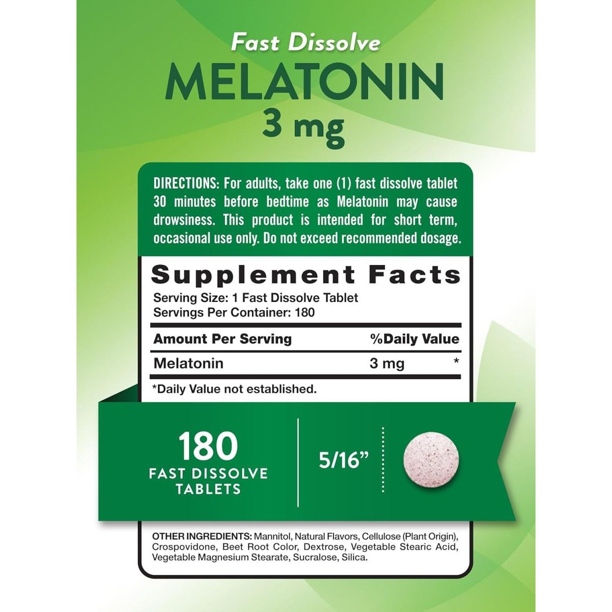 Nature'S Truth Melatonin 3Mg Fast Dissolve Tablets - 180 Count - Suppviv