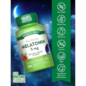 Nature'S Truth Melatonin 5Mg Tablets | Natural Berry Flavor (200 Count) - Suppviv