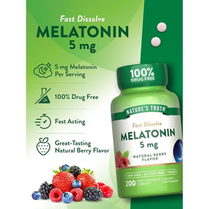 Nature'S Truth Melatonin 5Mg Tablets | Natural Berry Flavor (200 Count) - Suppviv