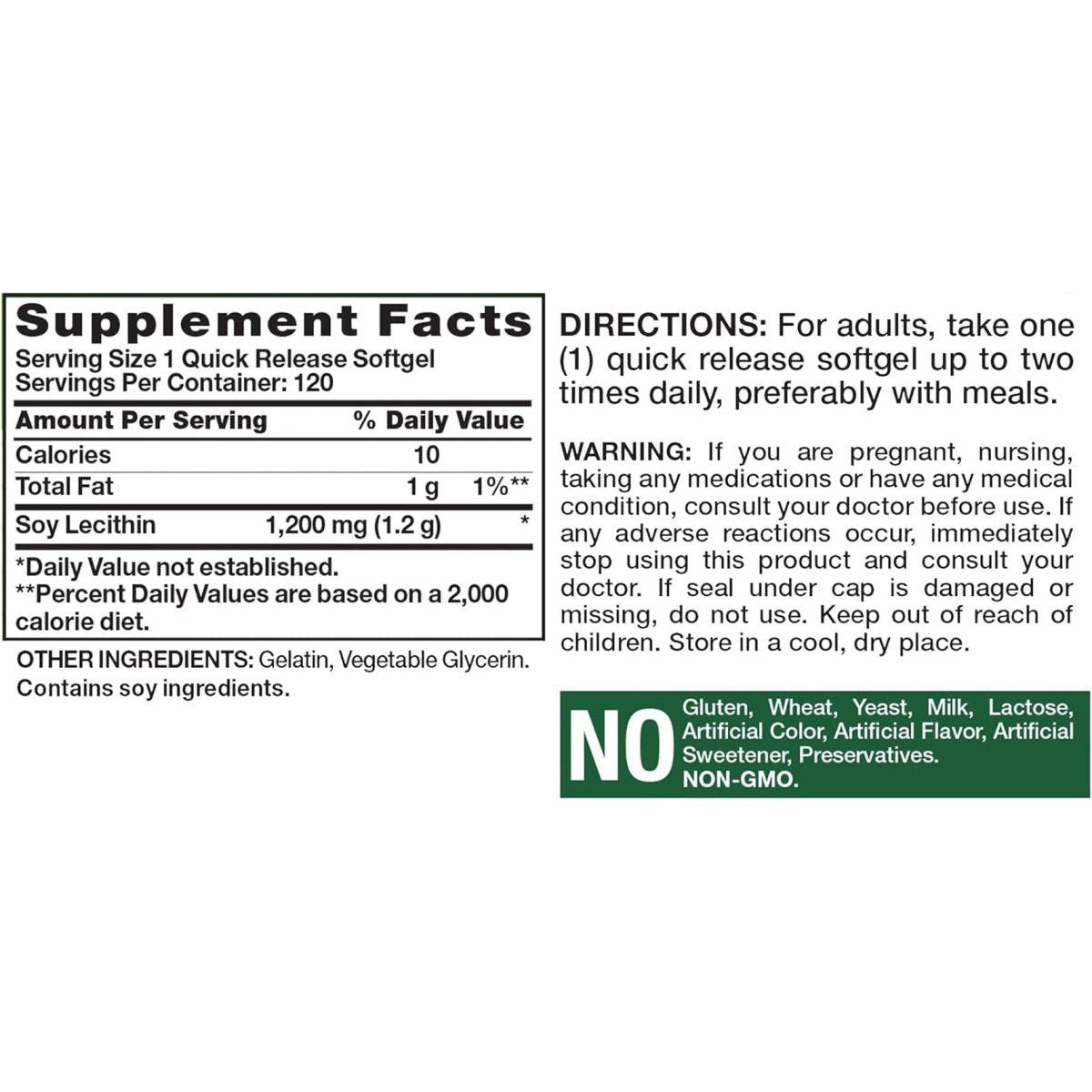 Nature'S Truth Ultra SOYA Lecithin 1200 Mg, 120 Count (Pack of 1) - Suppviv