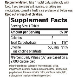 Nature'S Way Choline, 500 Mg, 100 Tablets, Pack of 2 - Suppviv