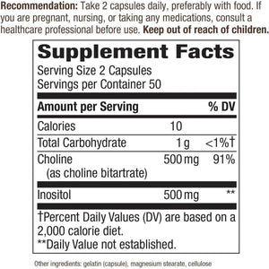 Nature'S Way Choline & Inositol - 1,000 Mg - Supports Brain Health & Cellular Energy* 100 Capsules - Suppviv