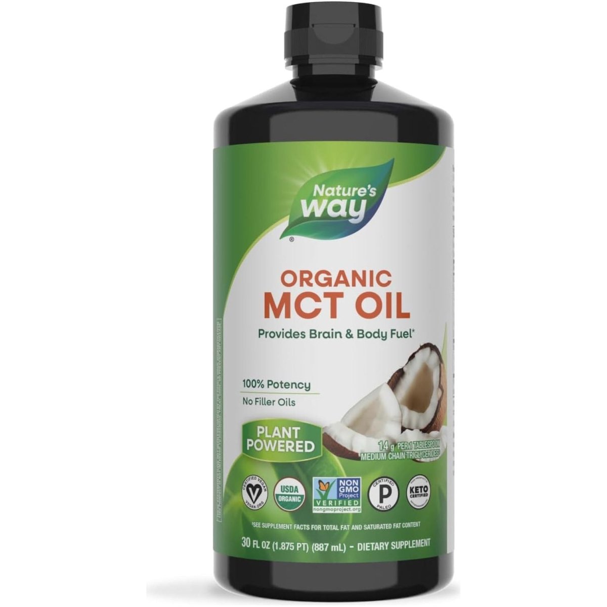 Nature'S Way Organic MCT Oil, 30 Fl Oz, Brain and Body Fuel from Coconuts*, - Suppviv