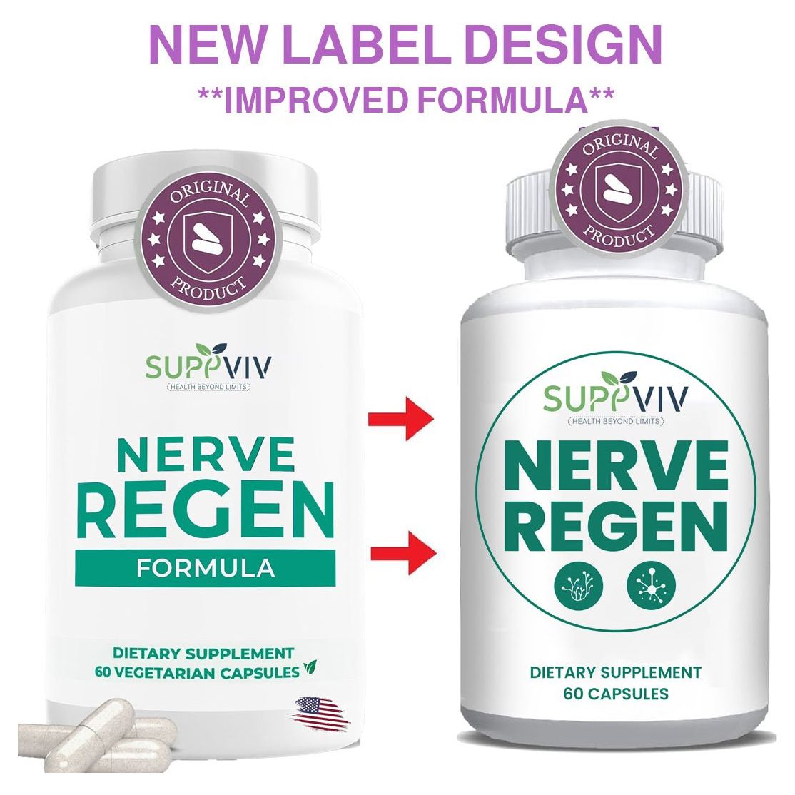 Nerve Regen Advanced Nerve Support Formula Nerve Shield with Alpha Lipoic Acid 30 Days Supply - Suppviv