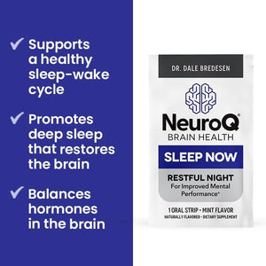Neuroq Sleep Now - Natural Sleep Support Supplement - 30 Mint Oral Strips - Suppviv