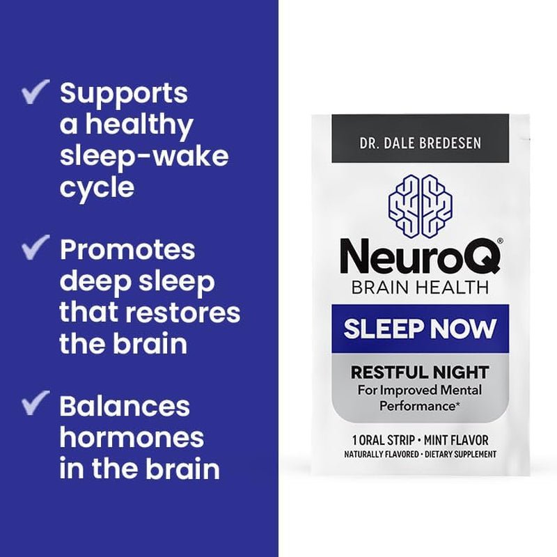 Neuroq Sleep Now - Natural Sleep Support Supplement - 30 Mint Oral Strips - Suppviv
