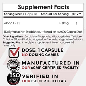 Nootropics Depot Alpha GPC Capsules | 150Mg | 180 Count |Supports Healthy Brain Function | - Suppviv