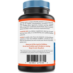 Nova Nutritions Hyaluronic Acid 100Mg/Serving - Promotes Youthful Skin & Healthy Joint Function 120 Capsules - Suppviv