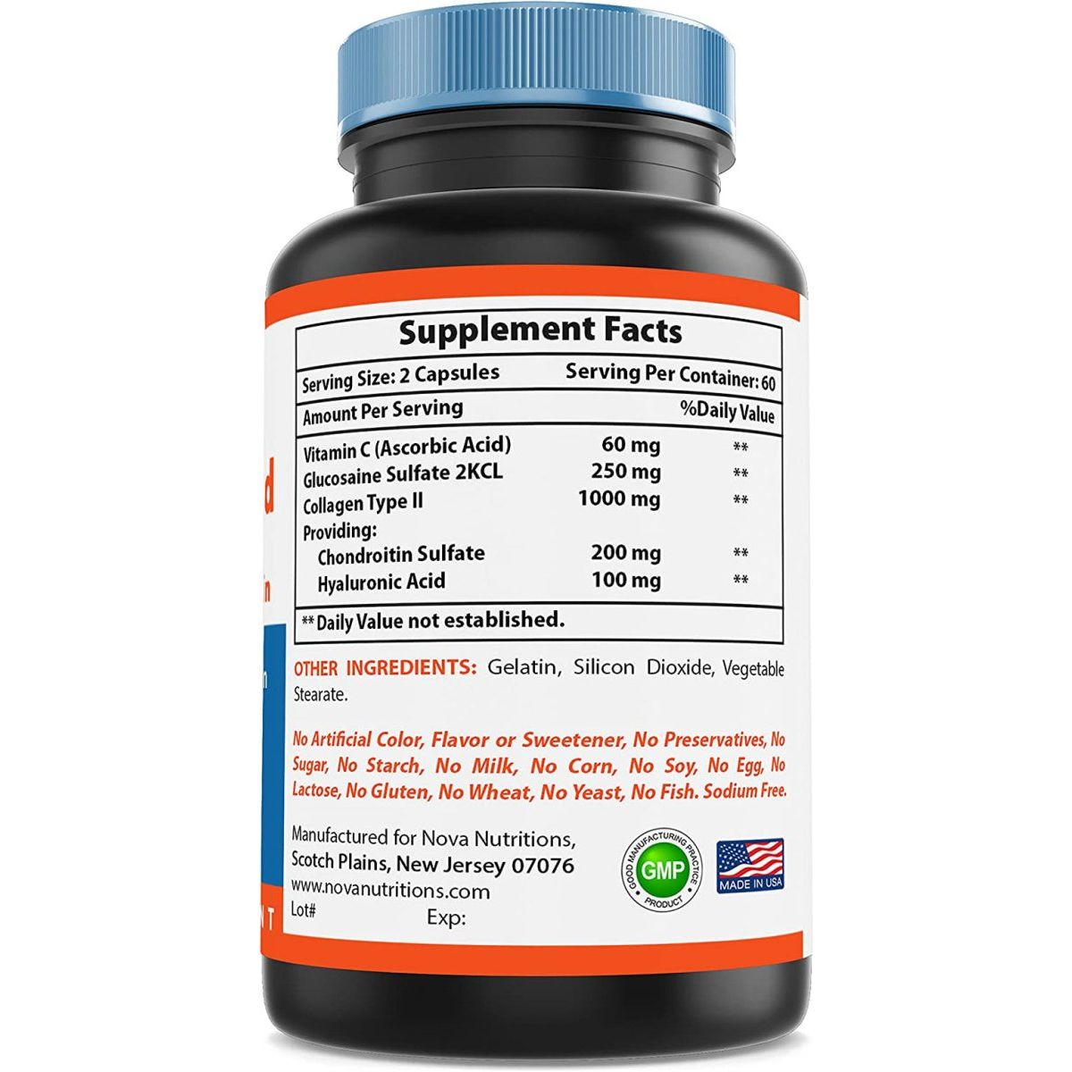 Nova Nutritions Hyaluronic Acid 100Mg/Serving - Promotes Youthful Skin & Healthy Joint Function 120 Capsules - Suppviv