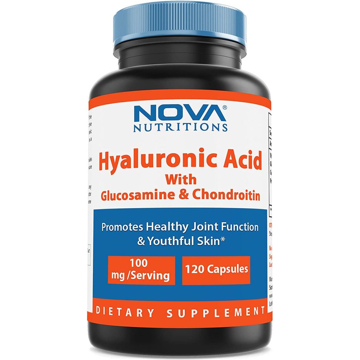 Nova Nutritions Hyaluronic Acid 100Mg/Serving - Promotes Youthful Skin & Healthy Joint Function 120 Capsules - Suppviv