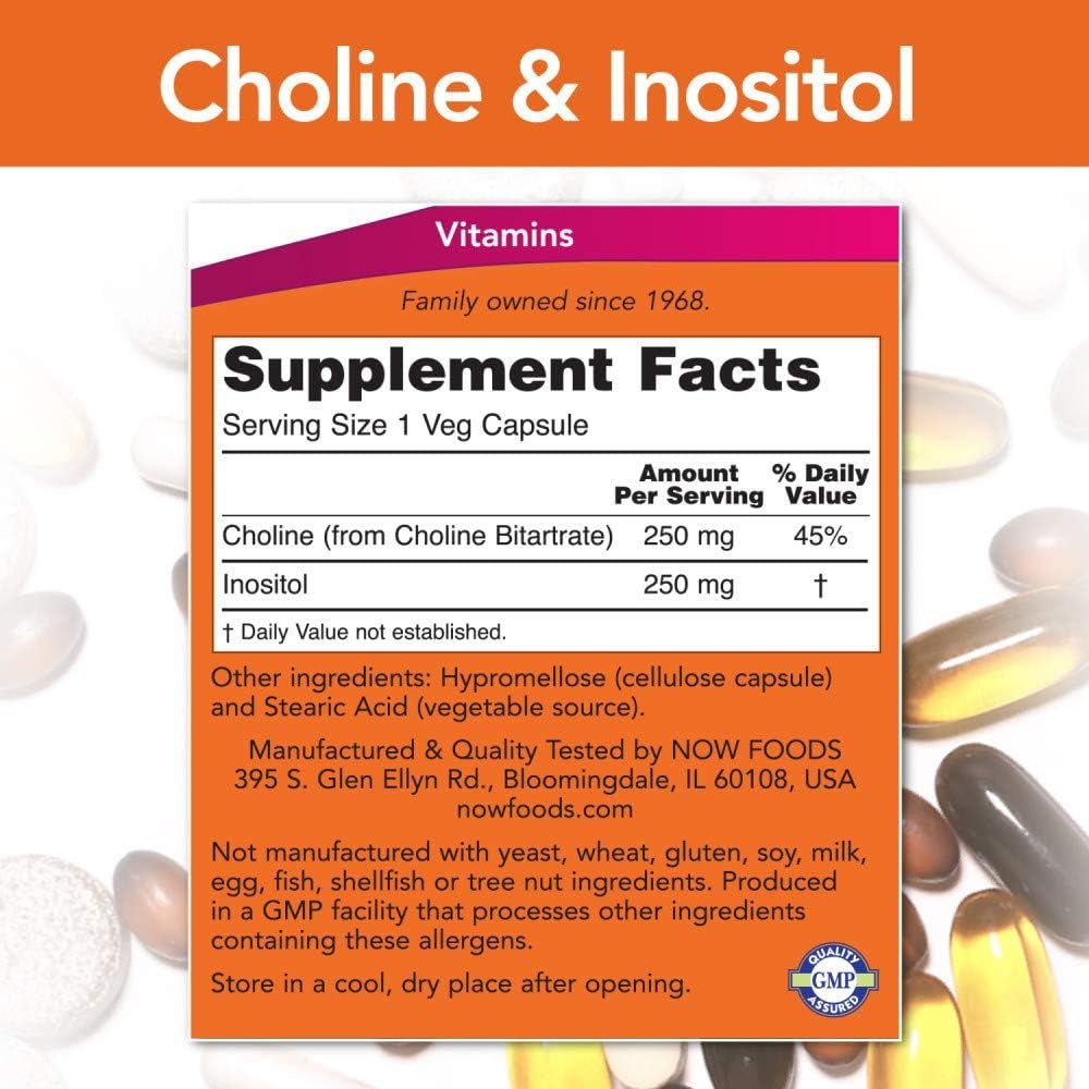 Now Foods Choline & Inositol 500 Mg - 100 Caps - Suppviv