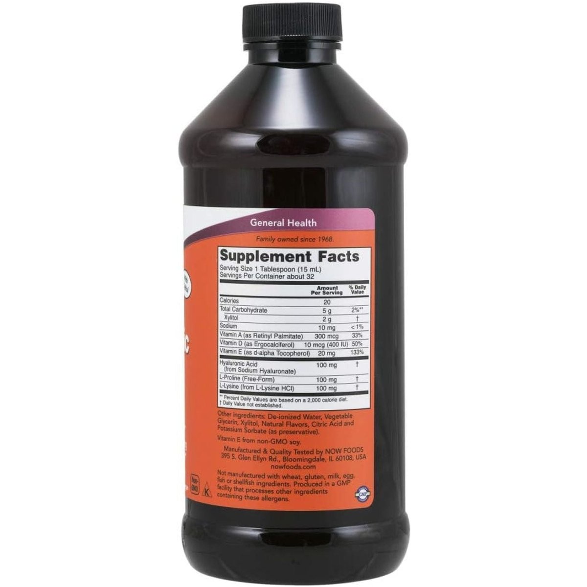 Now Foods Liquid Hyaluronic Acid 100 Milligrams, 16 Ounces - Suppviv