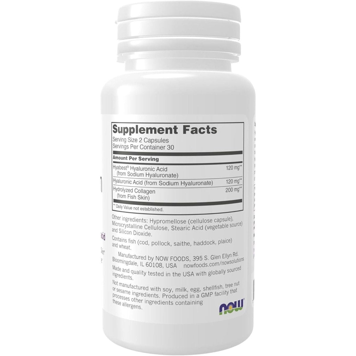 NOW Foods Solutions, Hydration Rescue with Hyabest® Hyaluronic Acid, Helps Maintain Youthful Looking Skin*,60 Veg Capsules - Suppviv