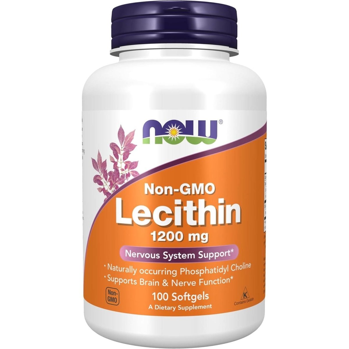 NOW Foods Supplements, Lecithin 1200 Mg with Naturally Occurring Phosphatidyl Choline, 100 Softgels - Suppviv