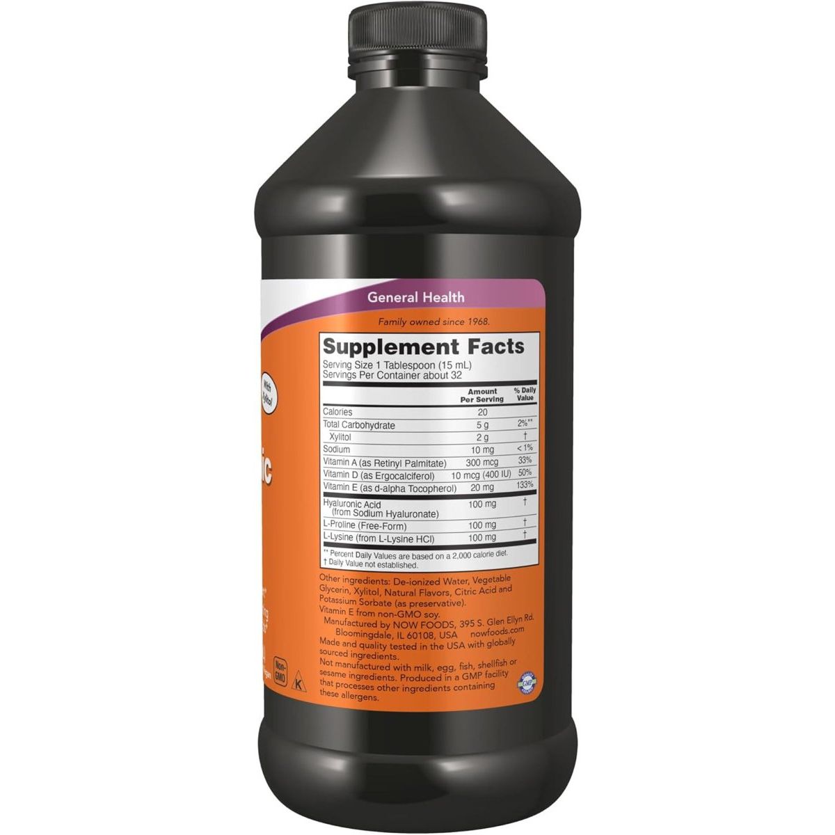 NOW Foods Supplements, Liquid Hyaluronic Acid, Delicious Berry Flavor, 100 Mg per Serving, 16 - Ounce - Suppviv