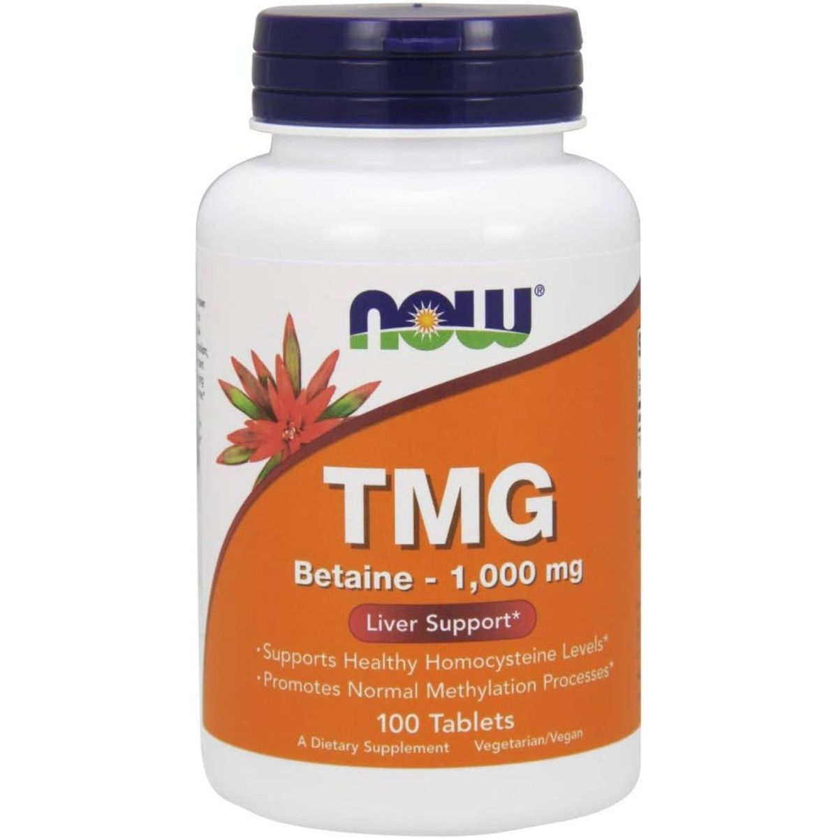 NOW Foods Supplements, TMG Betaine (Trimethylglycine) 1,000 Mg, Liver Support*, 100 Tablets - Suppviv