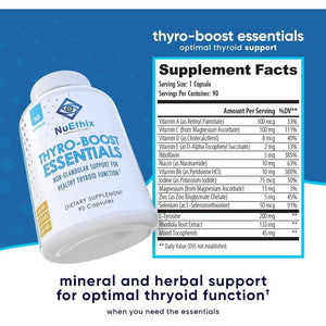 Nuethix Formulations Thyro - Boost Essentials, Non - Glandular Support to Assist with Optimal Thyroid Function, 90 Capsules - Suppviv