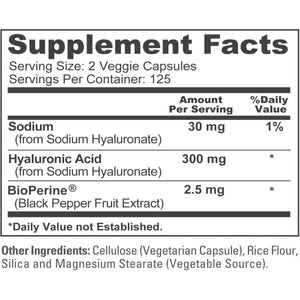 Nusapure Hyaluronic Acid 300Mg 250 Veggie Capsules (Non - Gmo, Vegan) - Suppviv