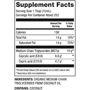 Nutiva Organic MCT Oil, 1 Gallon, Unflavored for Coffee, 14G of C8 & C10 per Serving - Suppviv