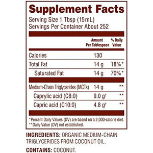 Nutiva Organic MCT Oil, 1 Gallon, Unflavored for Coffee, 14G of C8 & C10 per Serving - Suppviv