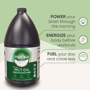 Nutiva Organic MCT Oil, 1 Gallon, Unflavored for Coffee, 14G of C8 & C10 per Serving - Suppviv