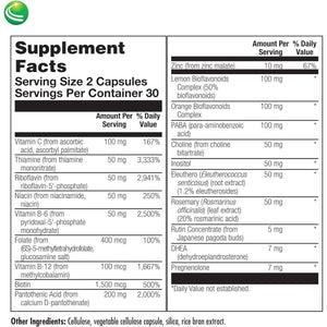 Nutra Biogenesis - Adrenal Support plus - Pregnenolone, DHEA, Herbs & Micronutrients (60 Capsules) - Suppviv