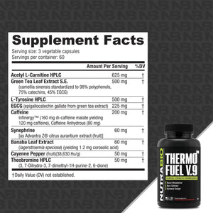 Nutrabio Thermofuel V.9 Metabolism Booster & Thermogenic Fat Burner 180 Capsules for Men & Women - Suppviv