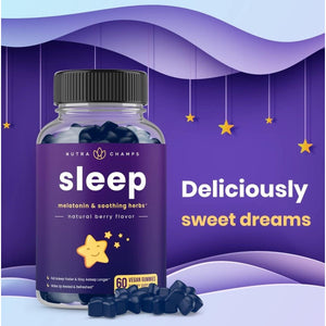 Nutrachamps Sleep Gummies for Adults & Kids - Melatonin Gummies with Chamomile 3Mg - Suppviv