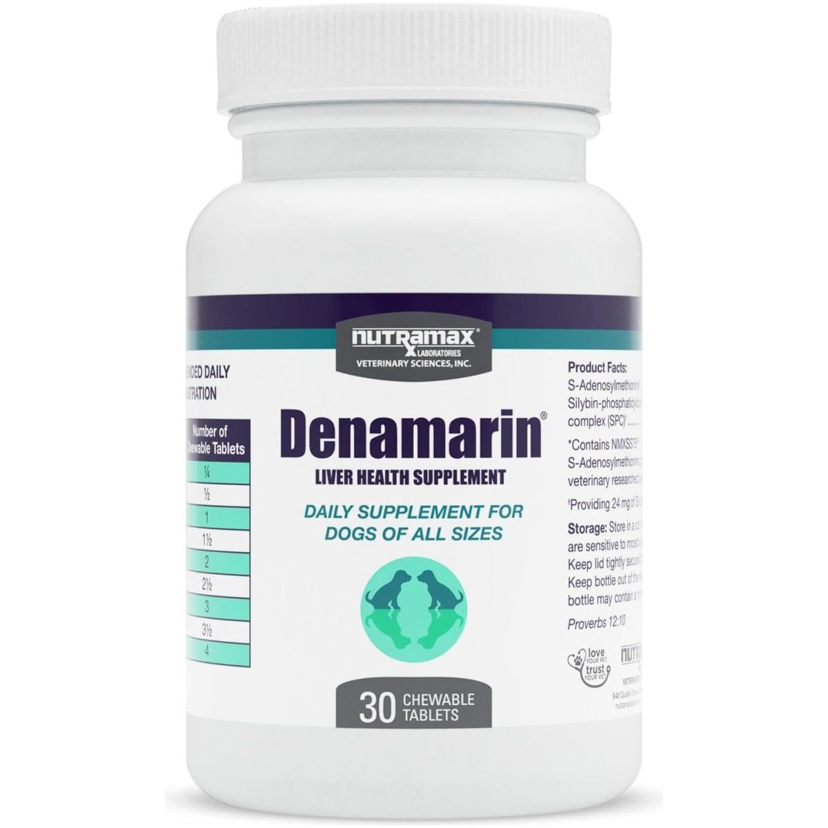 Nutramax Denamarin Liver Health Supplement for Dogs, (30 Chewable Tablets) - Suppviv