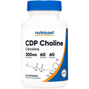 Nutricost CDP Choline (Citicoline) 300Mg, 60 Vegetarian Capsules - Suppviv