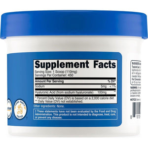 Nutricost Hyaluronic Acid Powder 50 Grams - Water Soluble, Fine Powder, Gluten Free, Non - Gmo - Suppviv