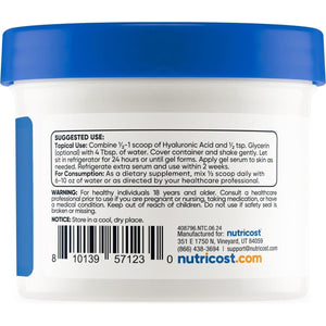 Nutricost Hyaluronic Acid Powder 50 Grams - Water Soluble, Fine Powder, Gluten Free, Non - Gmo - Suppviv