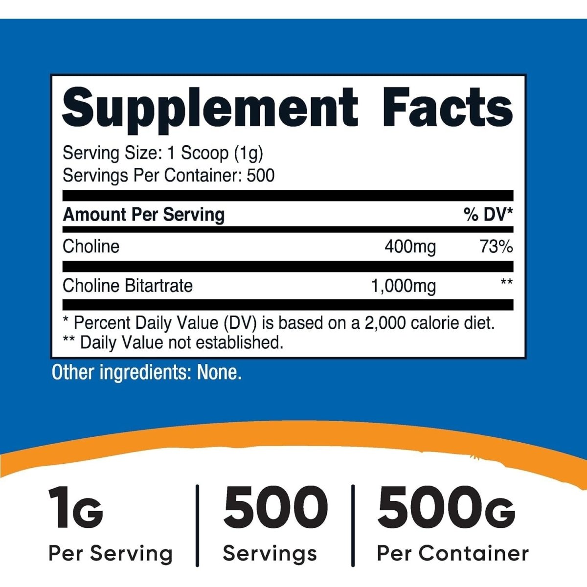 Nutricost Pure Choline Bitartrate Powder 500 Grams - Suppviv