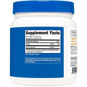 Nutricost Pure Choline Bitartrate Powder 500 Grams - Suppviv