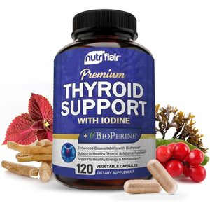Nutriflair Thyroid Support Complex with Iodine, Ashwagandha 120 Capsules - Suppviv