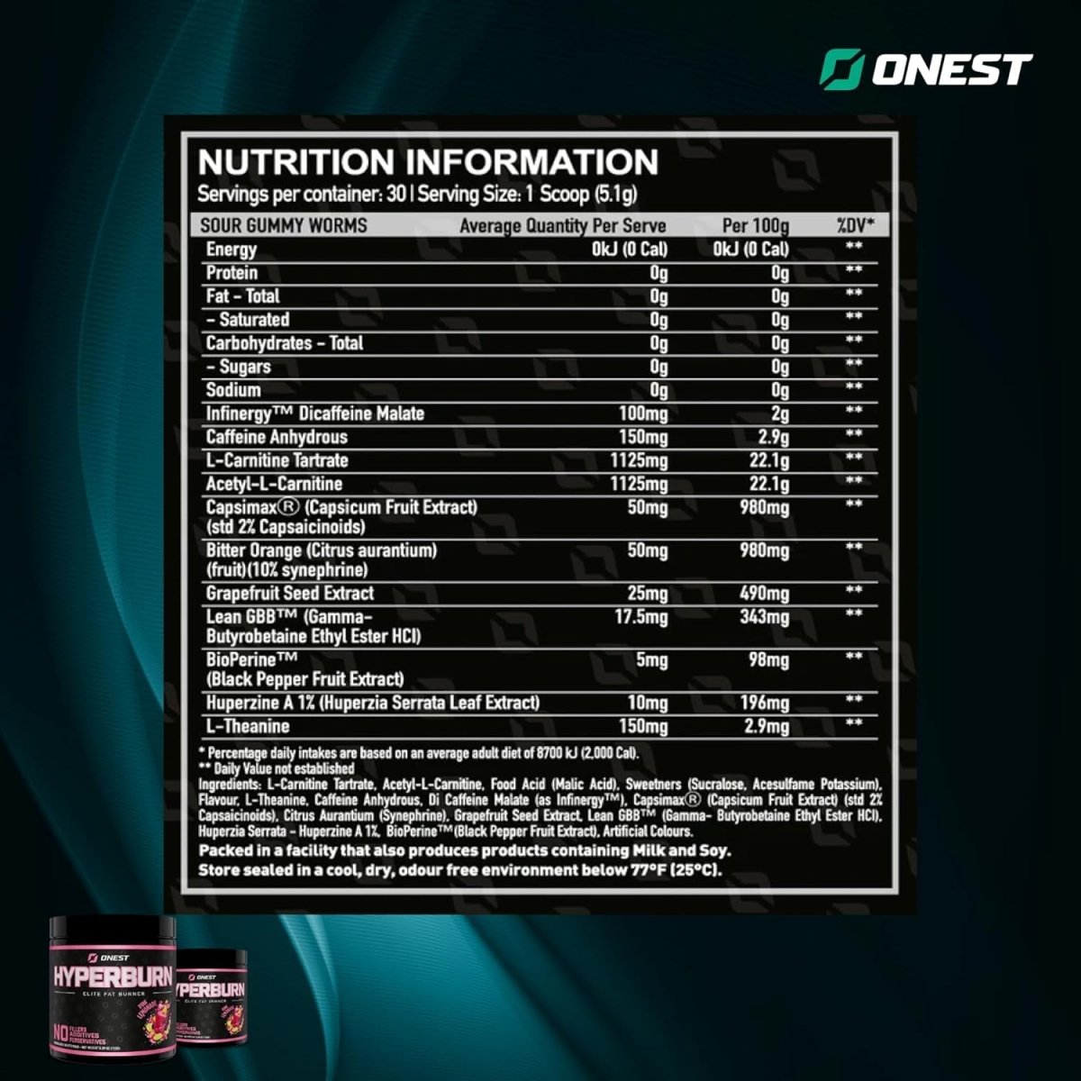 ONEST Hyperburn Thermogenic Powder – Energy Boost & Performance Support 153G (30 Servings) - Suppviv