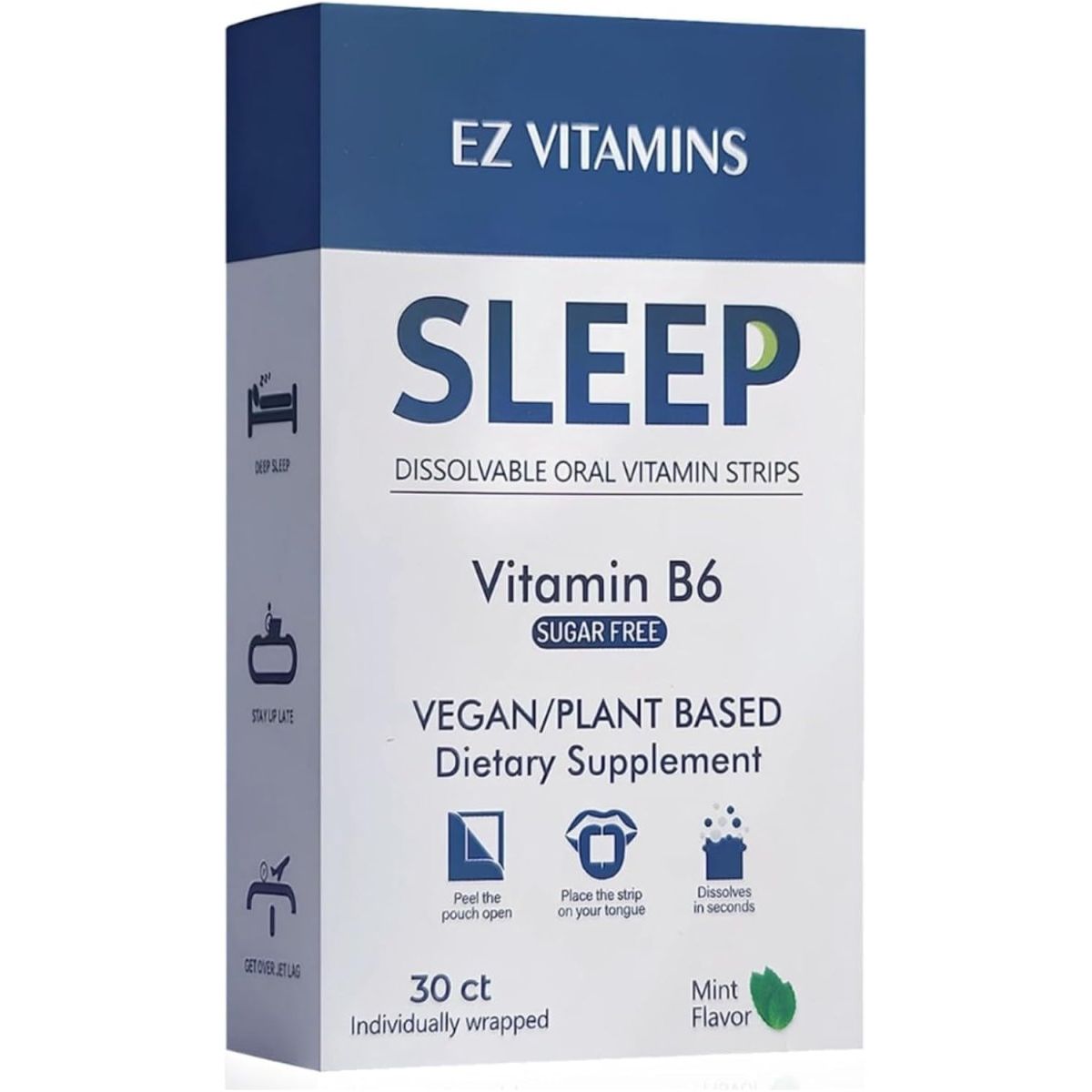 Oral Sleep Strips with 5 Mg Melatonin, L - Theanine, Valerian Root, and Vitamin B6 30Ct - Suppviv