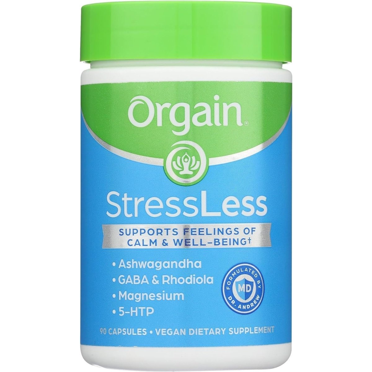 Orgain Stressless - Vegan Stress Relief Supplement 90 Count 30 Day Supply - Suppviv